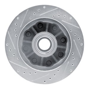 Chevrolet Suburban Brake Rotor (1) - Front Right - R1 Concepts - Drilled & Slotted - Silver - `92-`02